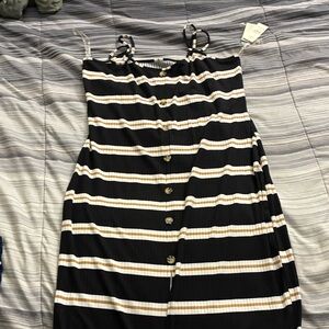 Striped Black and White Button-Down Dress